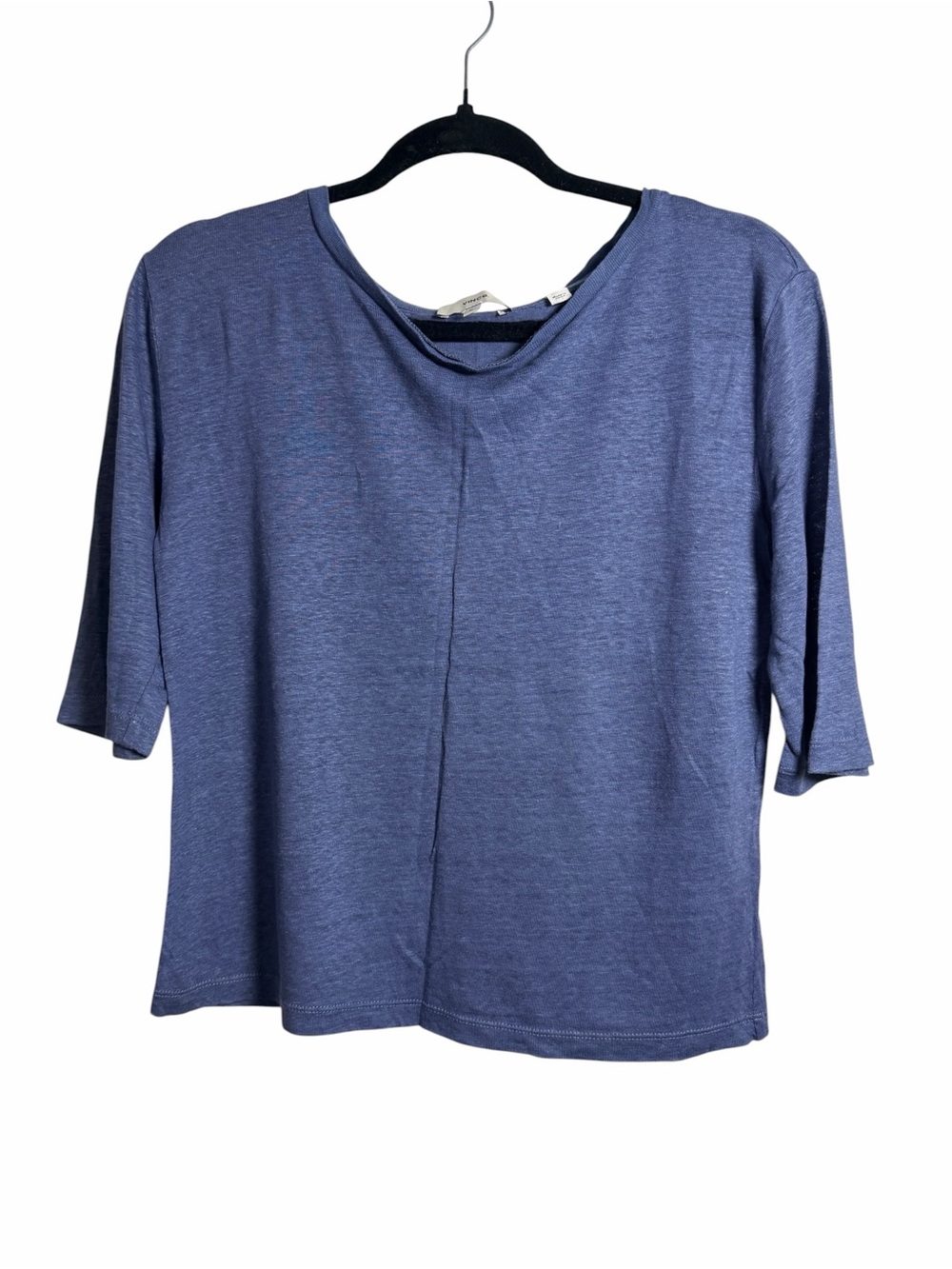 Vince 100% Linen Crew Neck Tee Blue Short Sleeve Top Medium